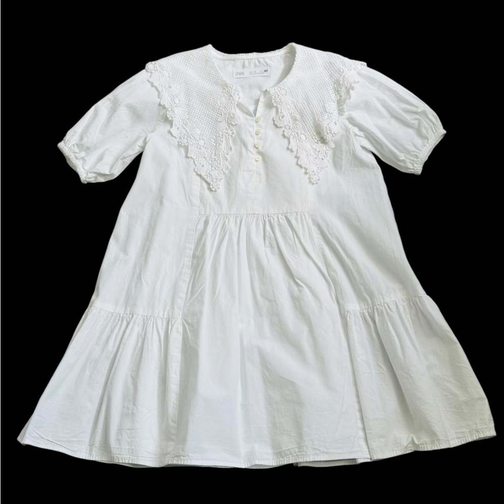 ZARA***Girl’s Summer White Lace Collar Dress***Size 7***Worn Once $78